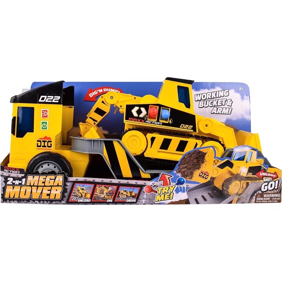 Maxx Action 2-N-1 Dig Rig Dump Truck and Front End Loader Toy Vehicle - Picture 1 of 3